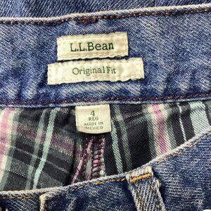 L.L. Bean women size 4 Reg Fit blue zipper/button flannel lined jeans